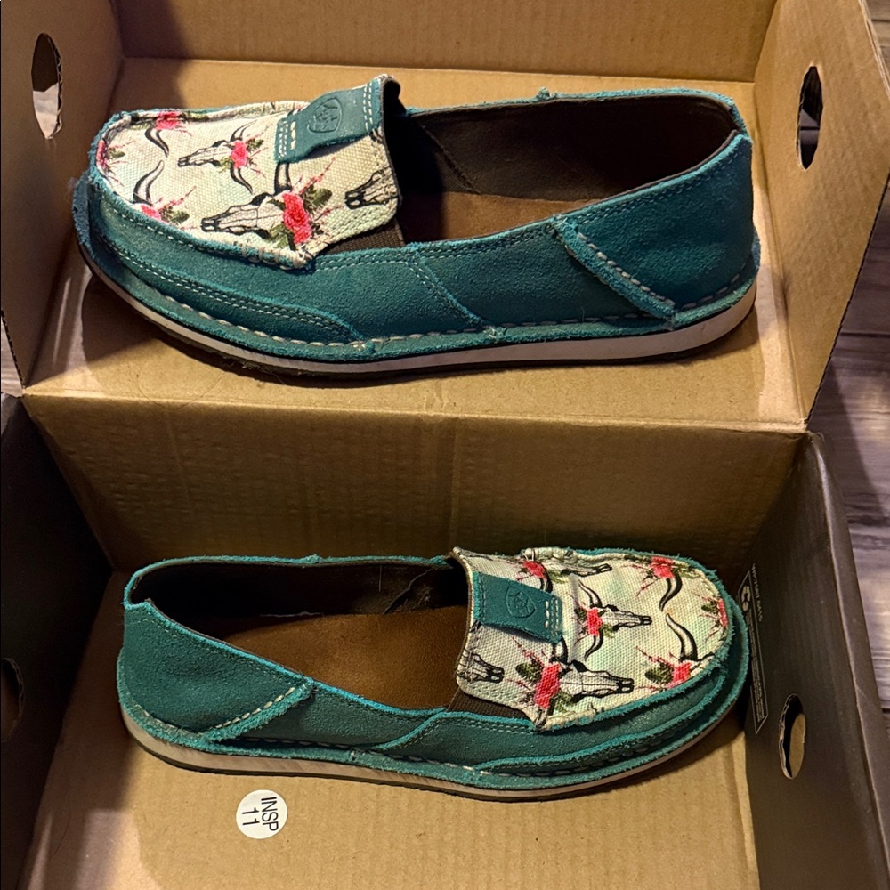 Ariat Teal and Floral Canvas Loafers